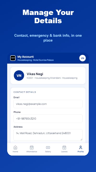 Jhattse Business Employee App — My Account screen